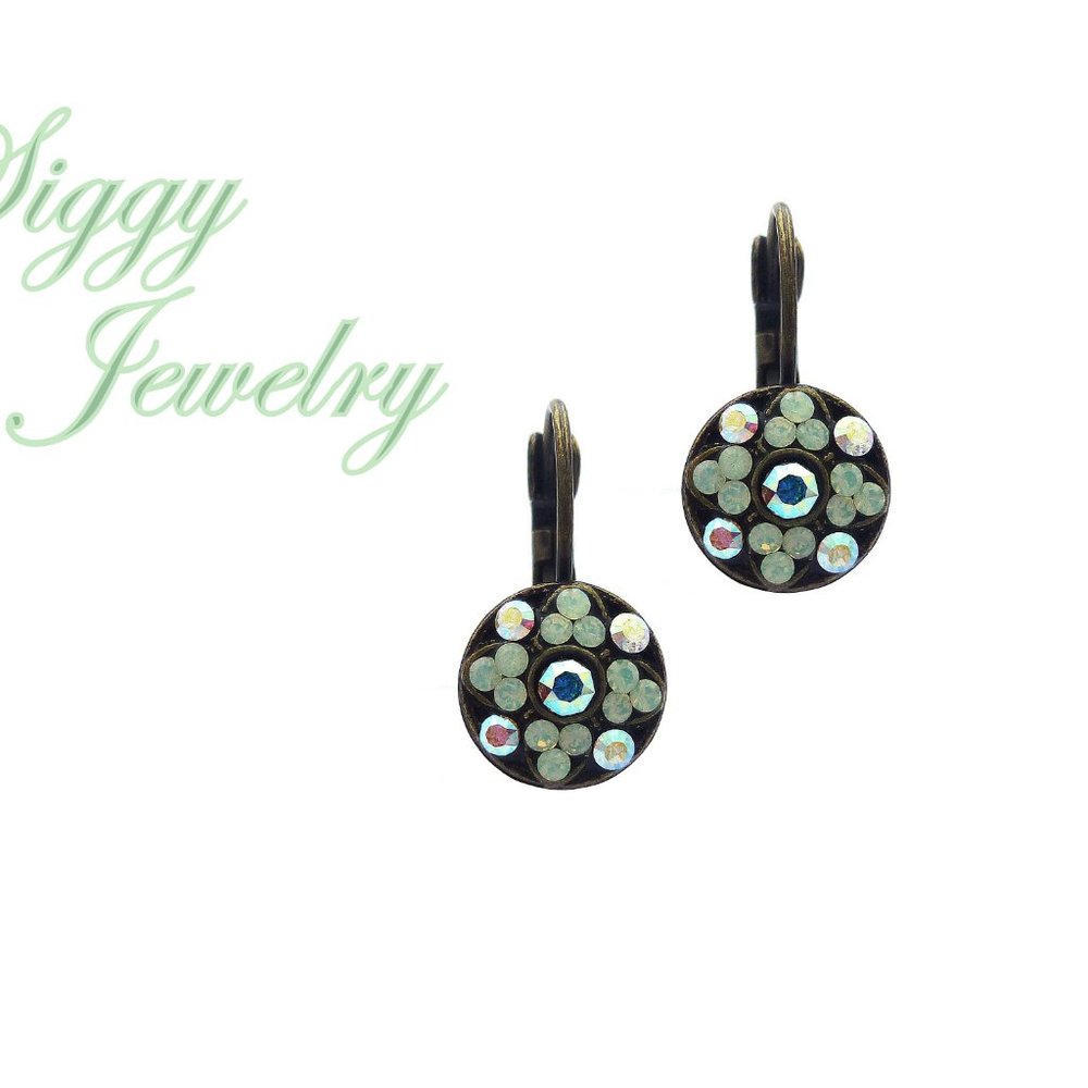 Mint Opal and AB Dainty Flower Drop Earrings